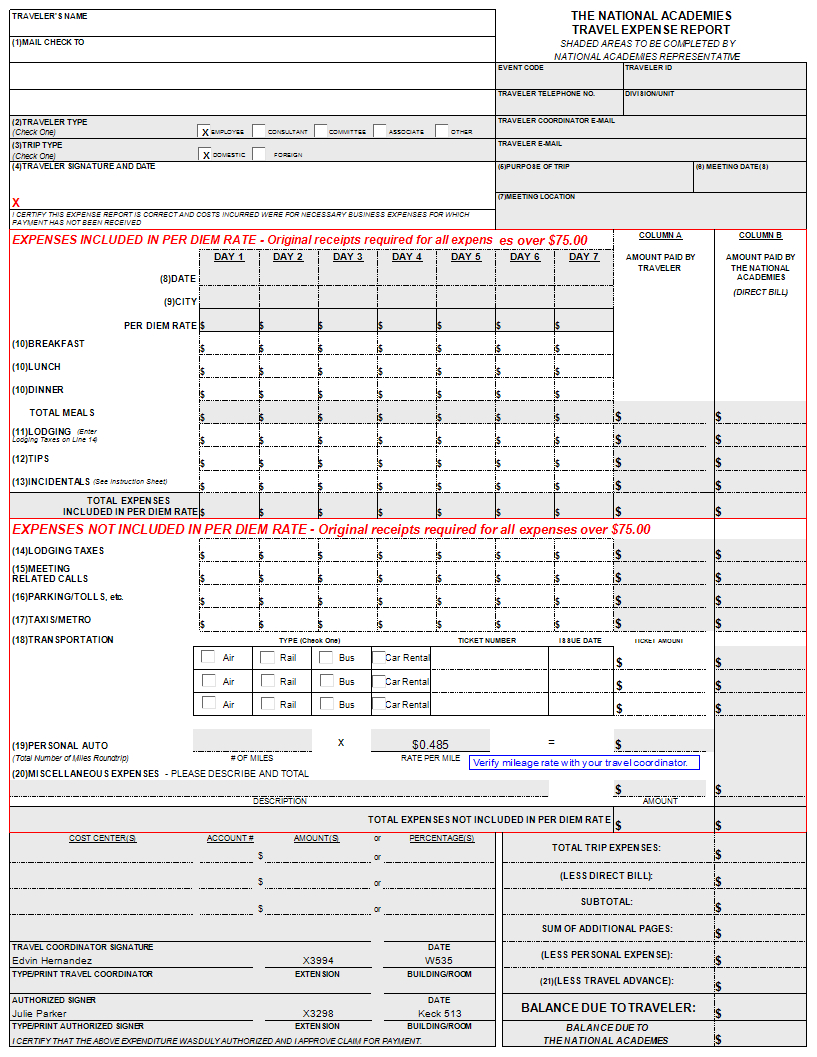 Télécharger Gratuit Travel Expense Report Template Edit Within Per Diem Expense Report Template