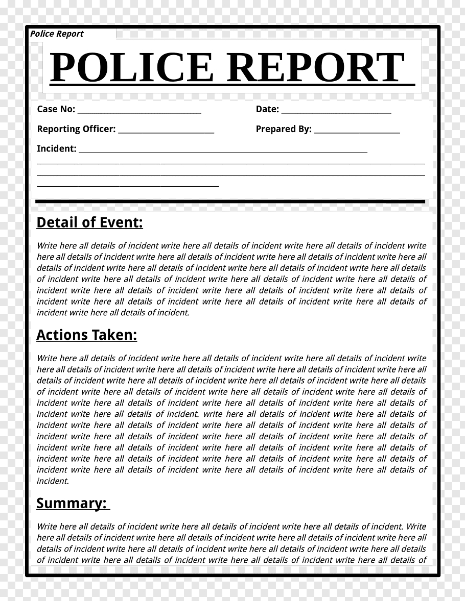 Template Police Document Report Form, Police Png | Pngwave Pertaining To Crime Scene Report Template