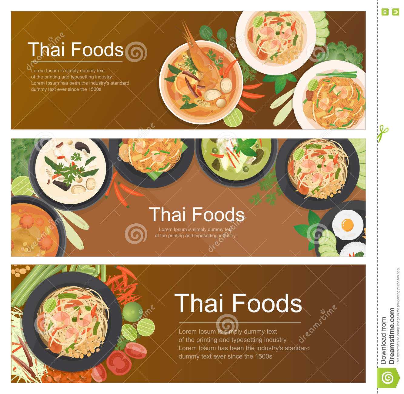 Thai Food Banner Template Stock Vector. Illustration Of Inside Food Banner Template