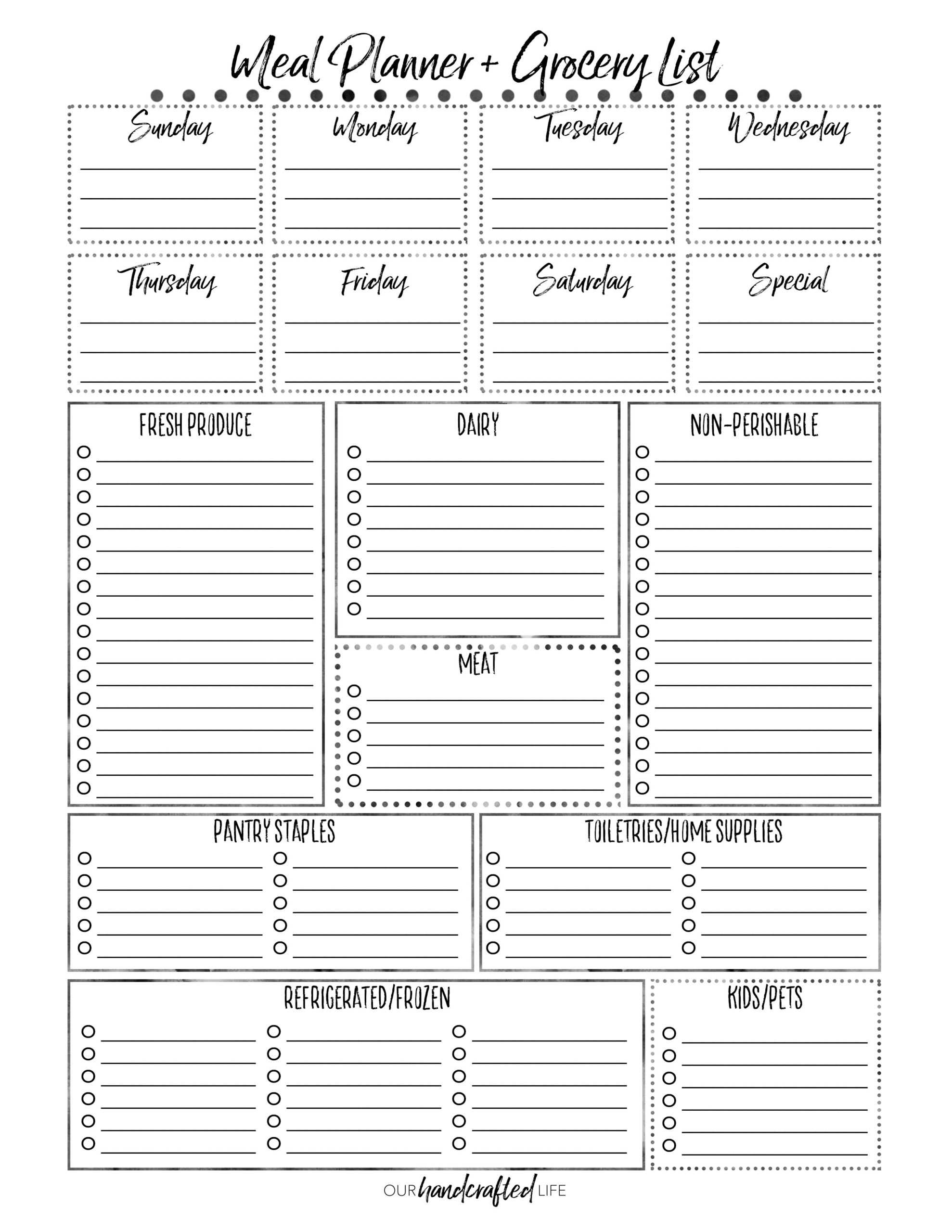 The Most Practical Meal Planner Ever – Our Handcrafted Life Regarding Blank Meal Plan Template
