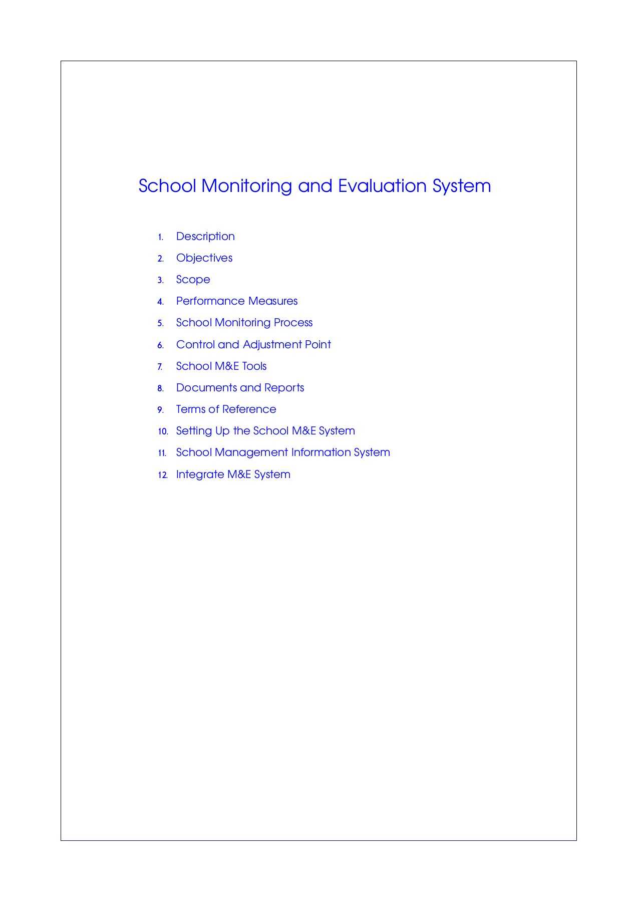 The School Monitoring And Evaluation System Pages 1 – 50 With Regard To M&amp;e Report Template