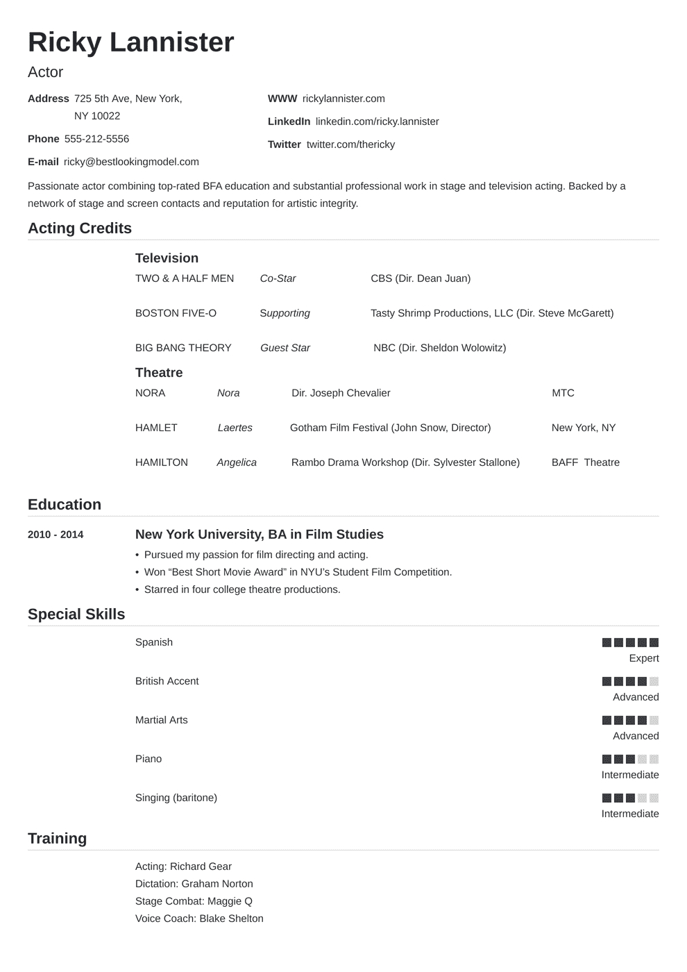 Theatre Resume Example – Dalep.midnightpig.co Regarding Theatrical Resume Template Word