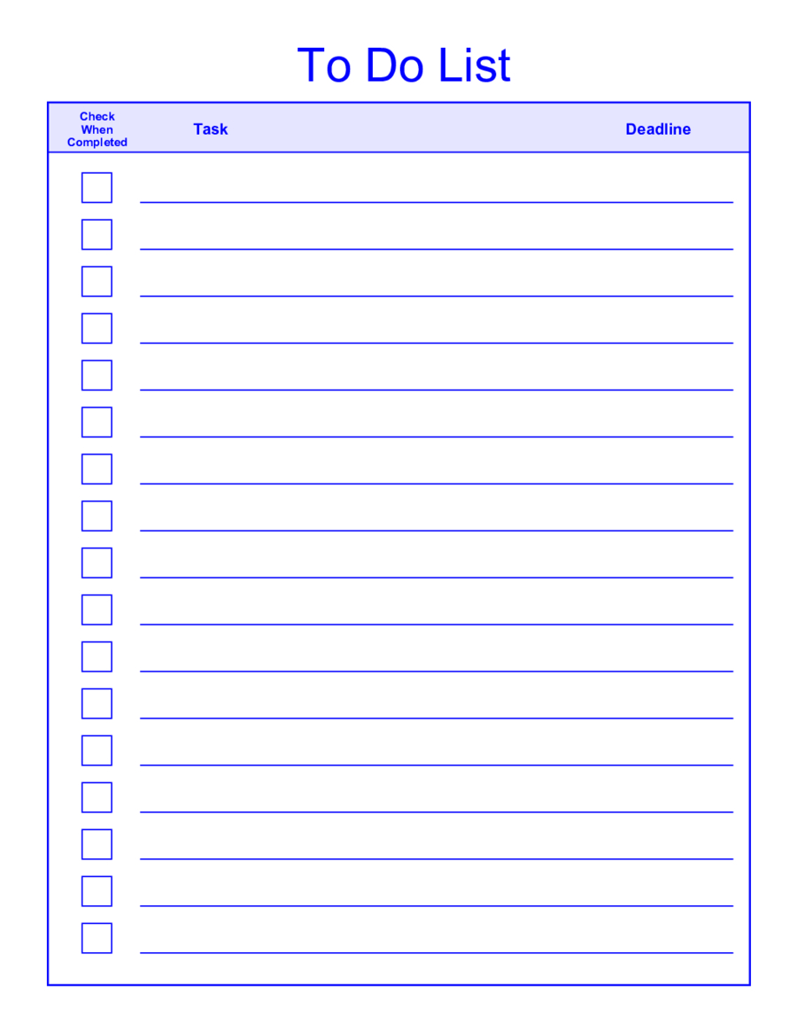 Things To Do List Template Pdf With Regard To Blank To Do List Template
