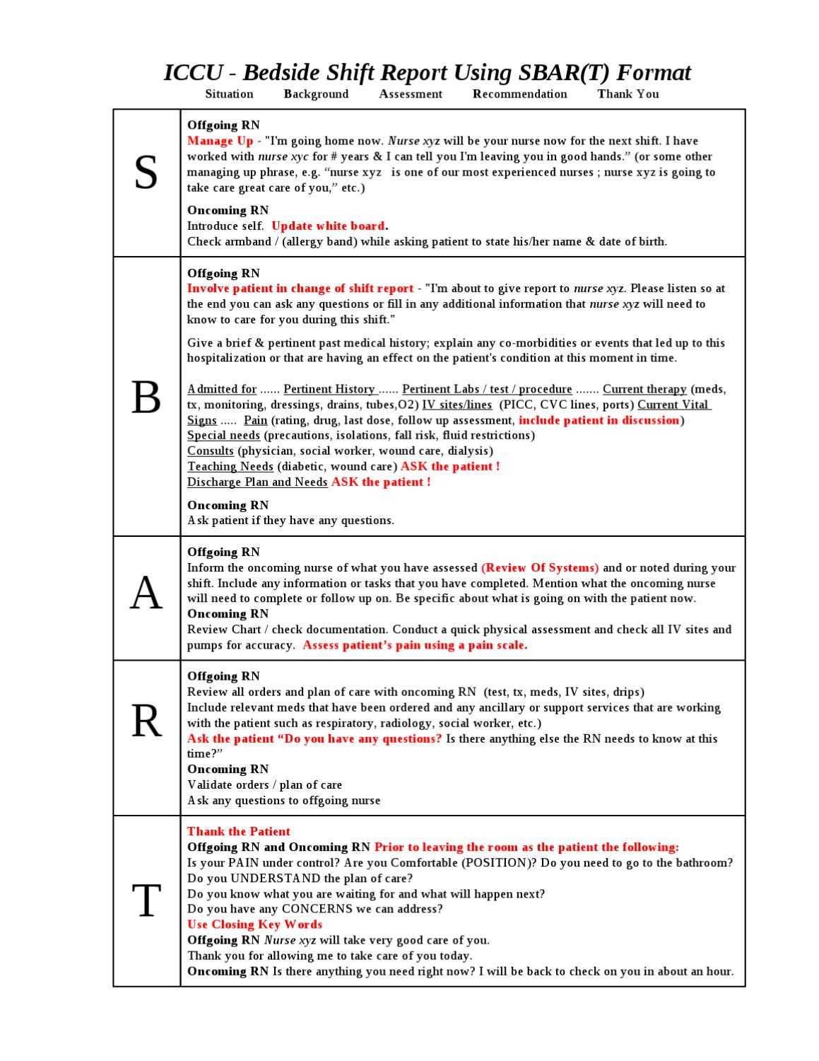 Top Printable Sbar Template | Obrien's Website For Sbar Template Word