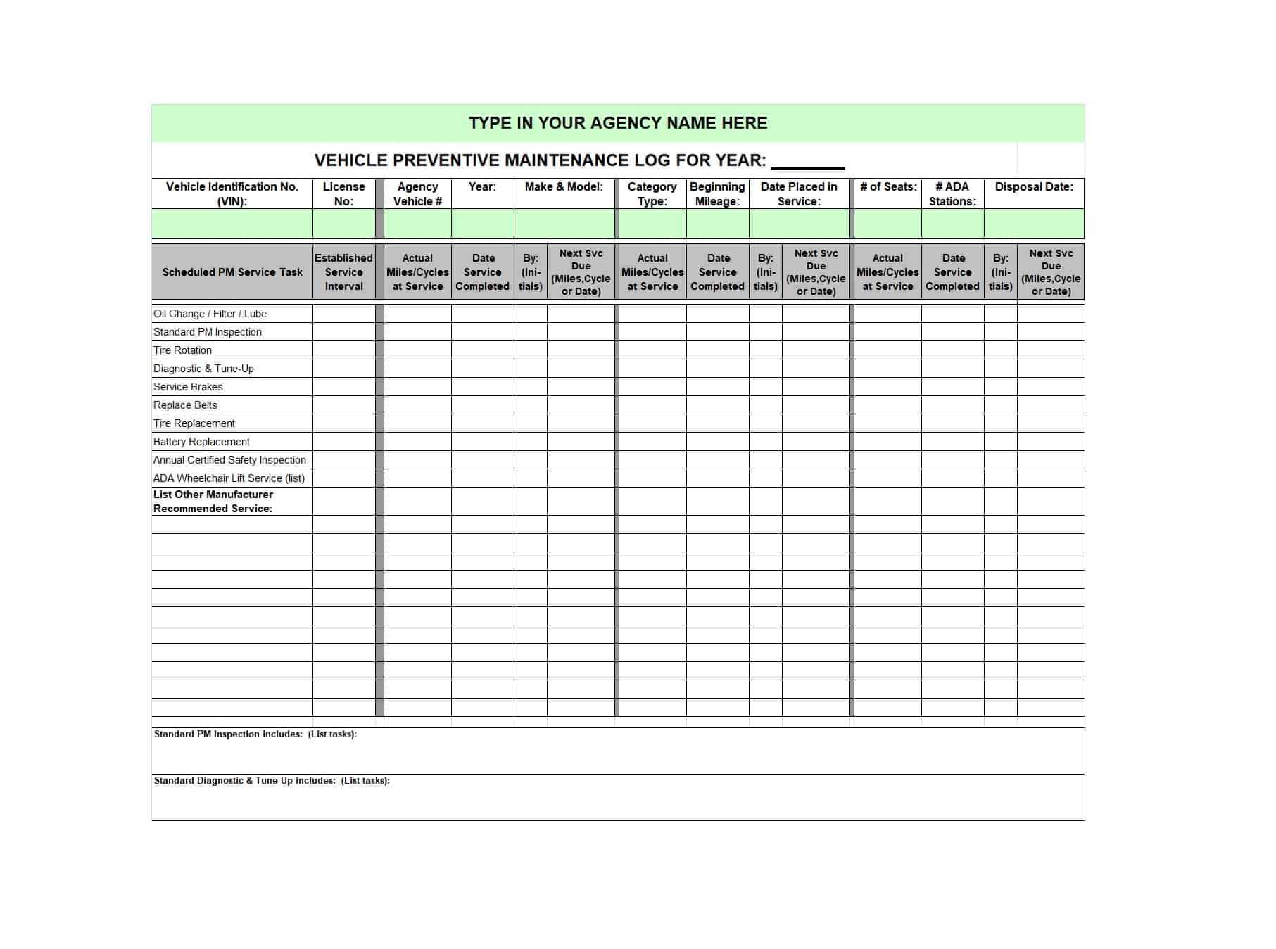 Tractor Maintenance Log Template – Dalep.midnightpig.co For Computer Maintenance Report Template