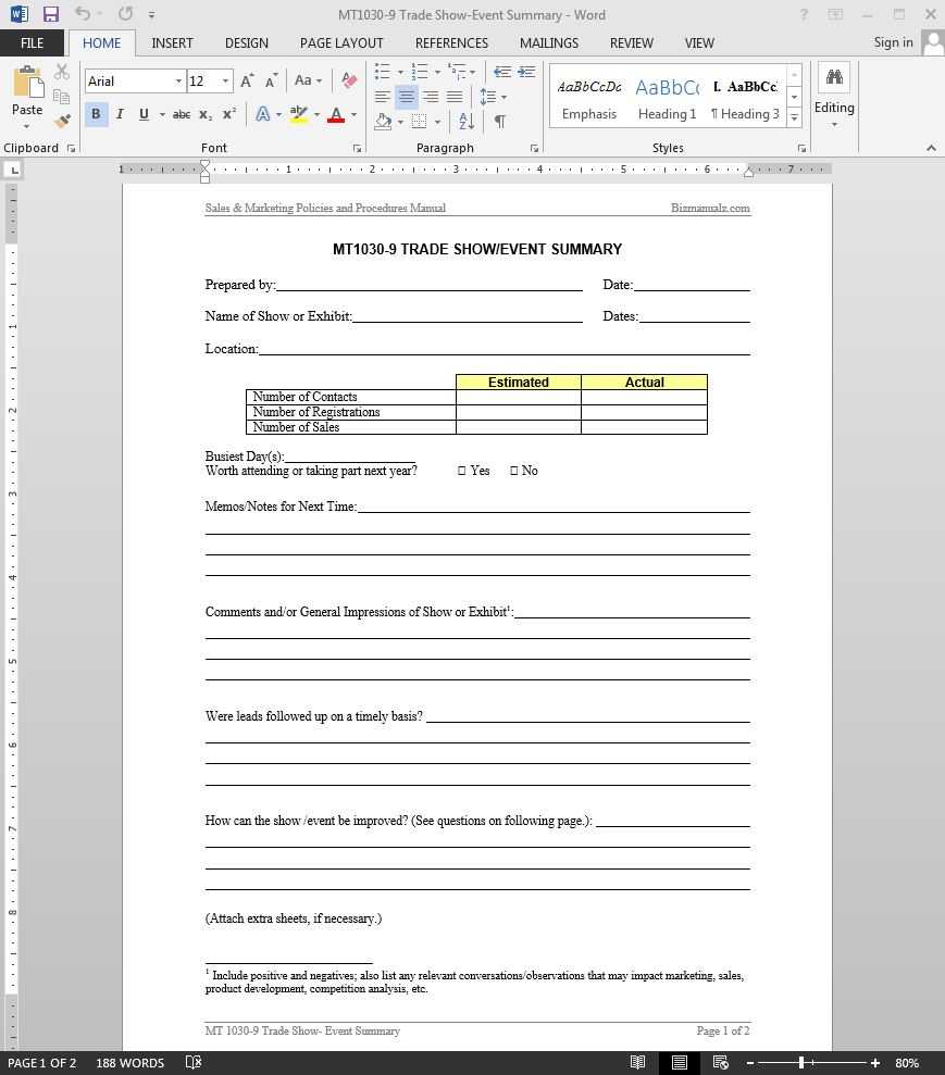 Trade Show Event Summary Template | Mt1030 9 For Post Event Evaluation Report Template