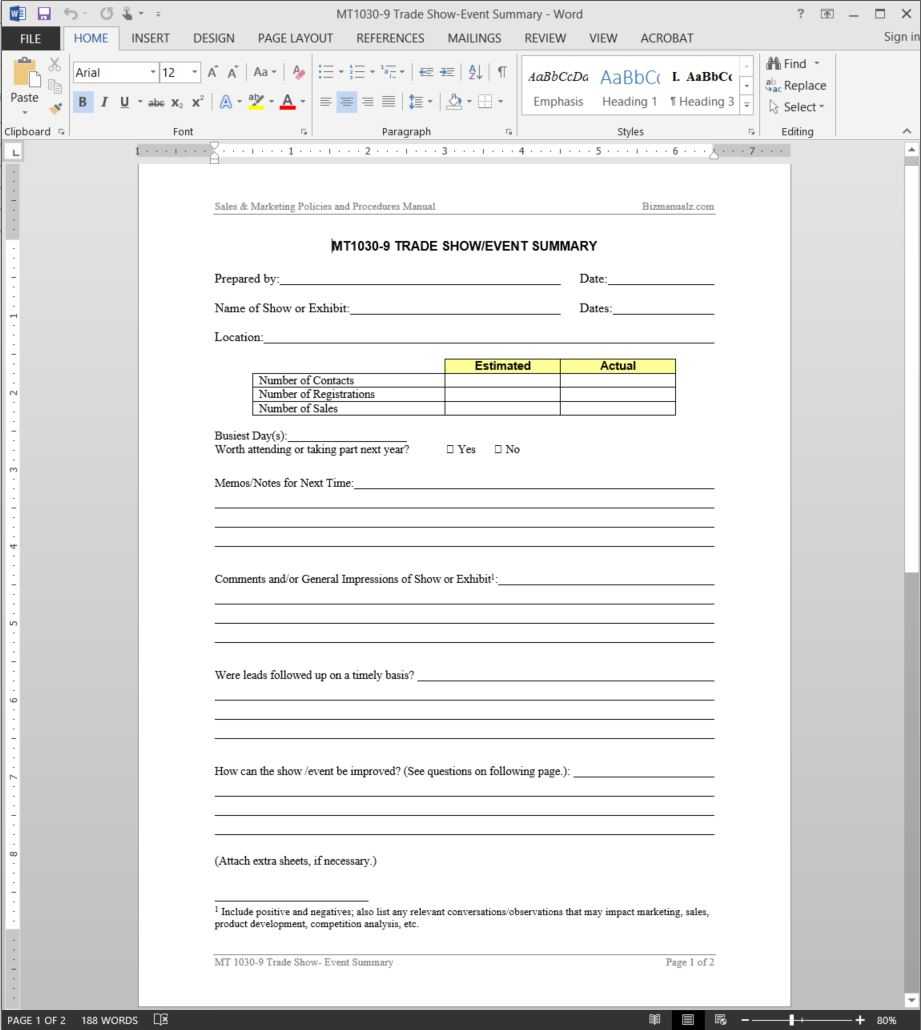 Trade Show Event Summary Template | Mt1030 9 With Post Event Evaluation Report Template