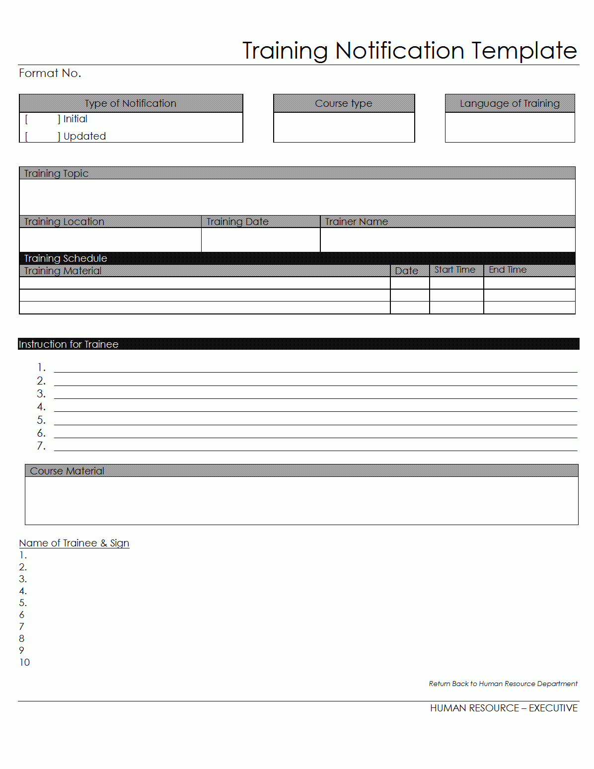 Training Notification Template – Intended For After Training Report Template
