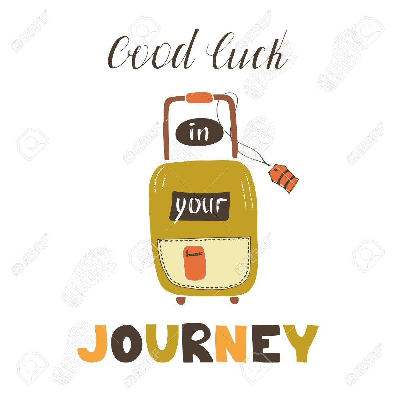 Travel Card Template With Suitcase. Greeting Postcard With Hand.. Throughout Good Luck Banner Template