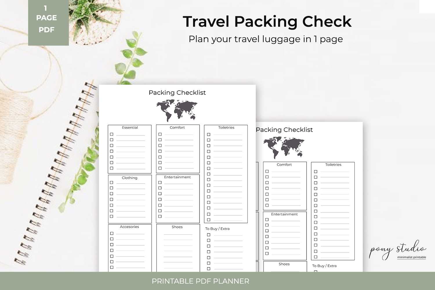 Travel Packing List Template | A4  Pdf Printable With Blank Packing List Template