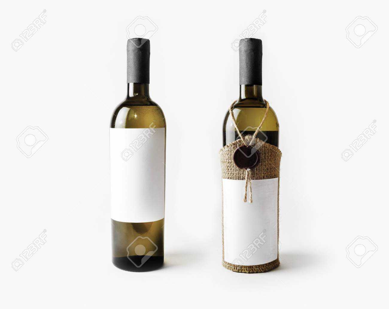 Two Wine Bottles With Blank Labels. Template For Placing Your.. In Blank Wine Label Template