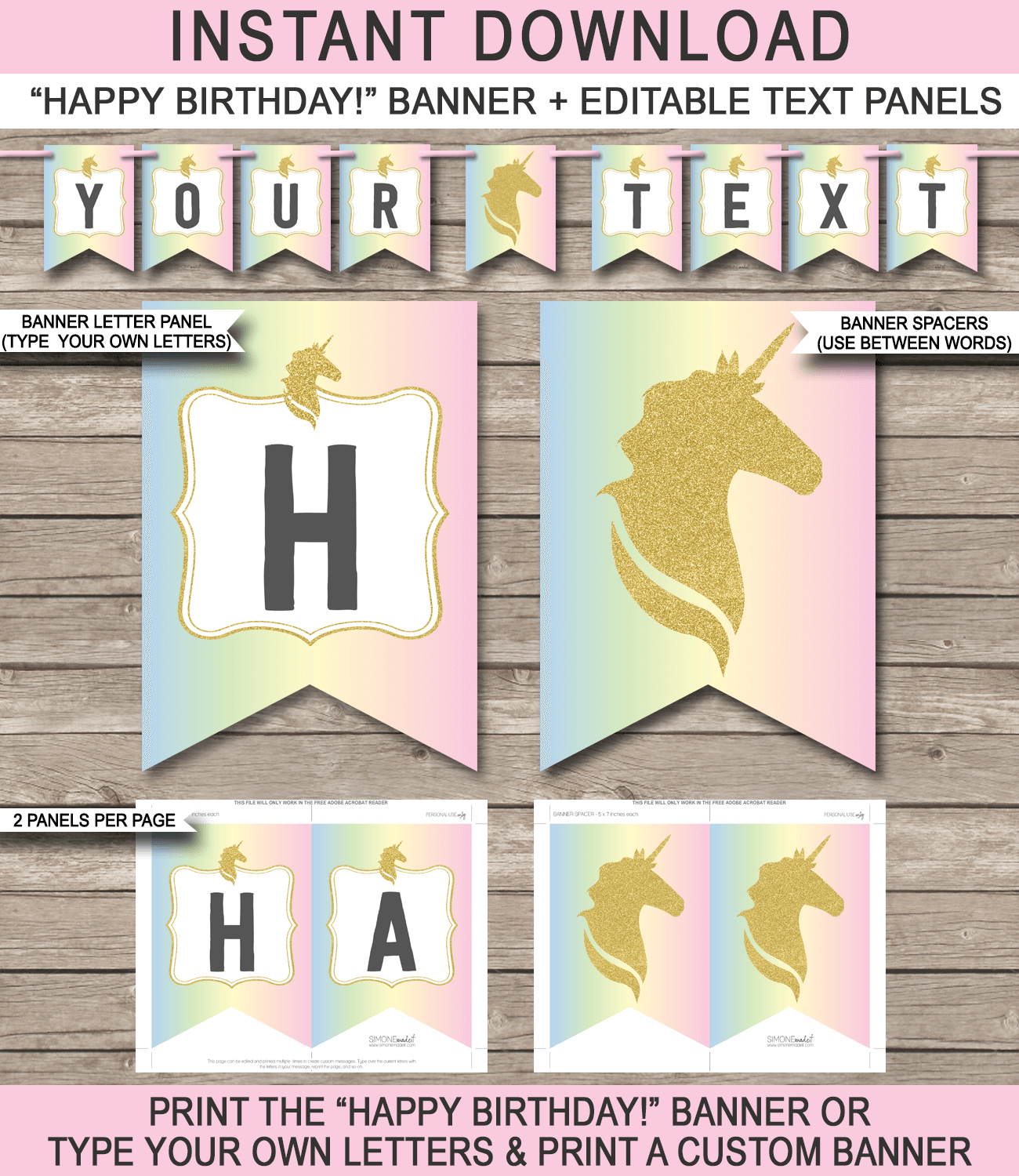 Unicorn Pennant Banner Template For Diy Banner Template Free