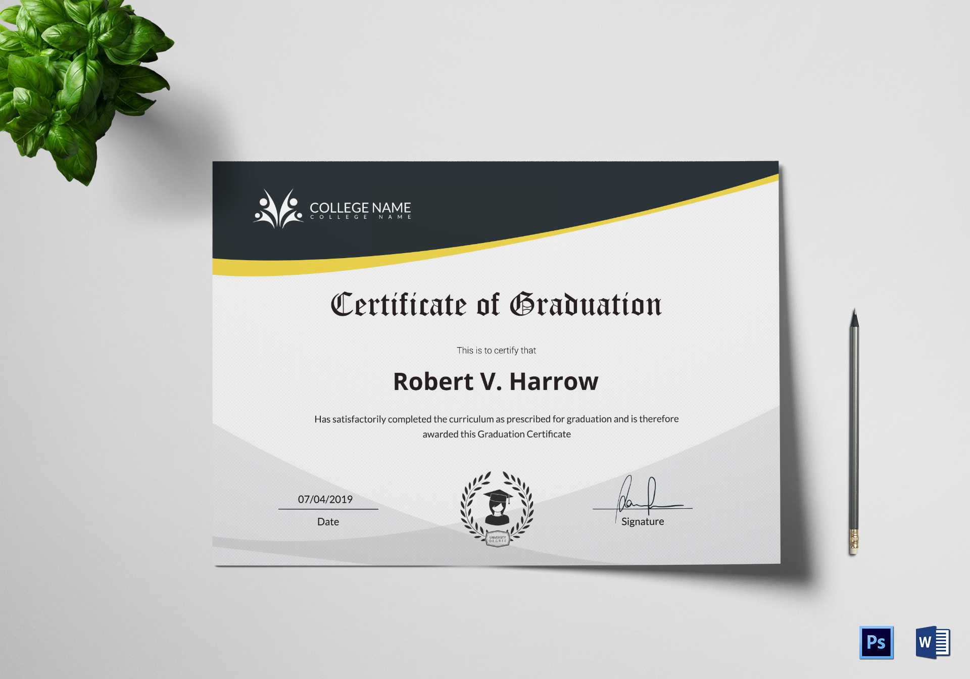 Universal College Graduation Certificate Template Throughout Graduation Certificate Template Word