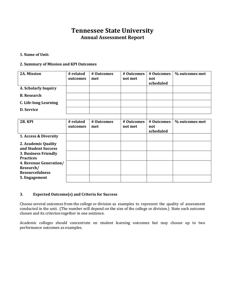 University Assessment And Improvement Report Writing Template With Improvement Report Template