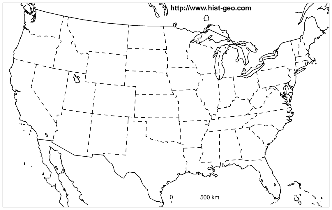 Us States Blank Map (48 States) With United States Map Template Blank