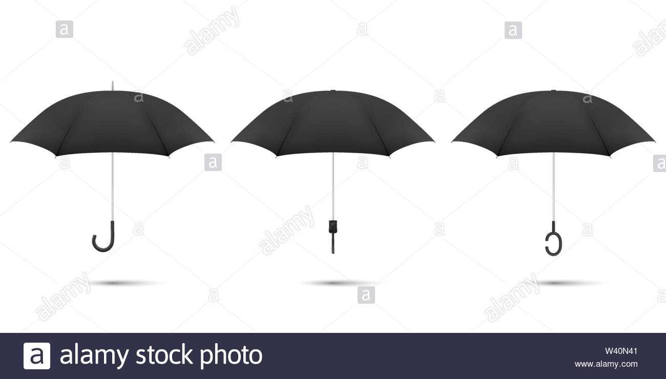 Vector 3D Realistic Render Black Blank Umbrella Icon Set For Blank Umbrella Template