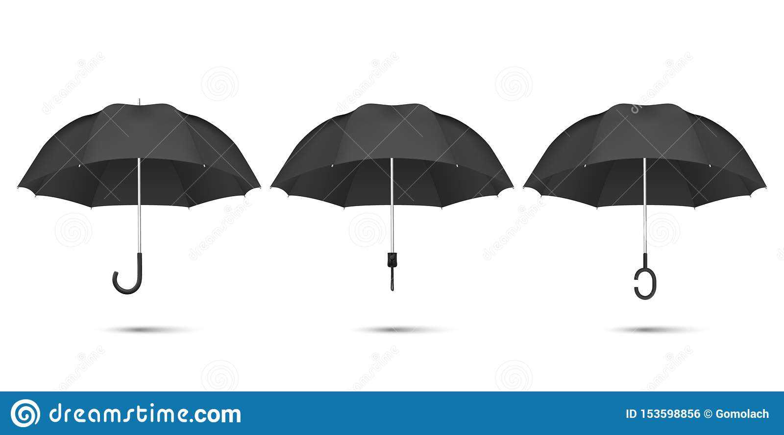 Vector 3D Realistic Render Black Blank Umbrella Icon Set Within Blank Umbrella Template