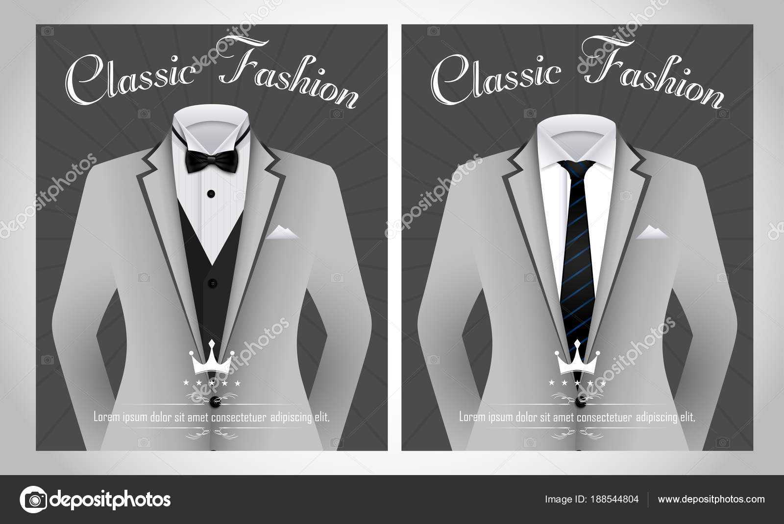 Vector Illustration Business Suit Template Black Tie White In Tie Banner Template