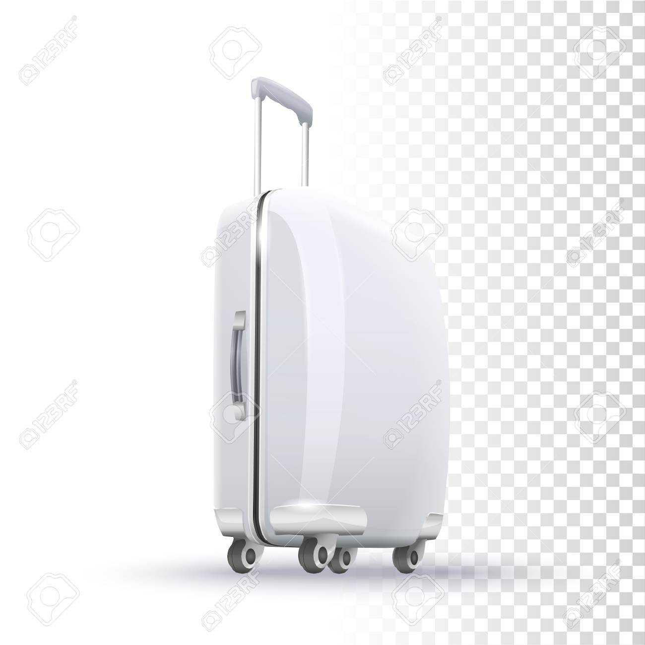 Vector Photo Realistic White Blank Suitcase Layout On Transparent.. With Blank Suitcase Template