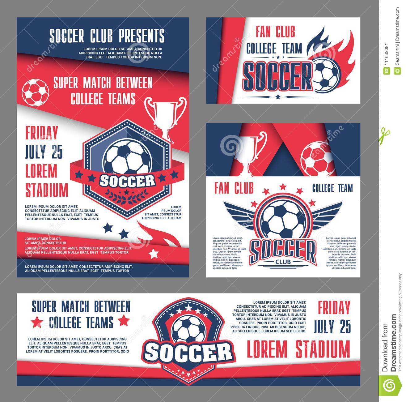 Vector Soccer Team College Football Match Posters Stock Throughout College Banner Template