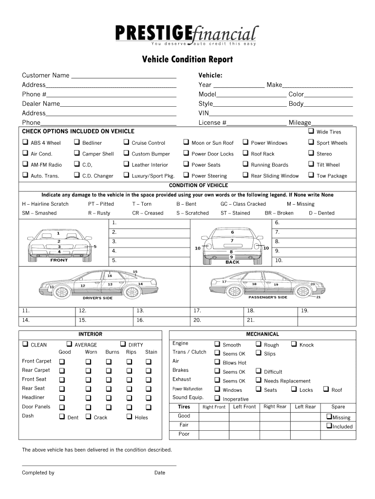 Vehicle Condition Report – Fill Online, Printable, Fillable For Truck Condition Report Template