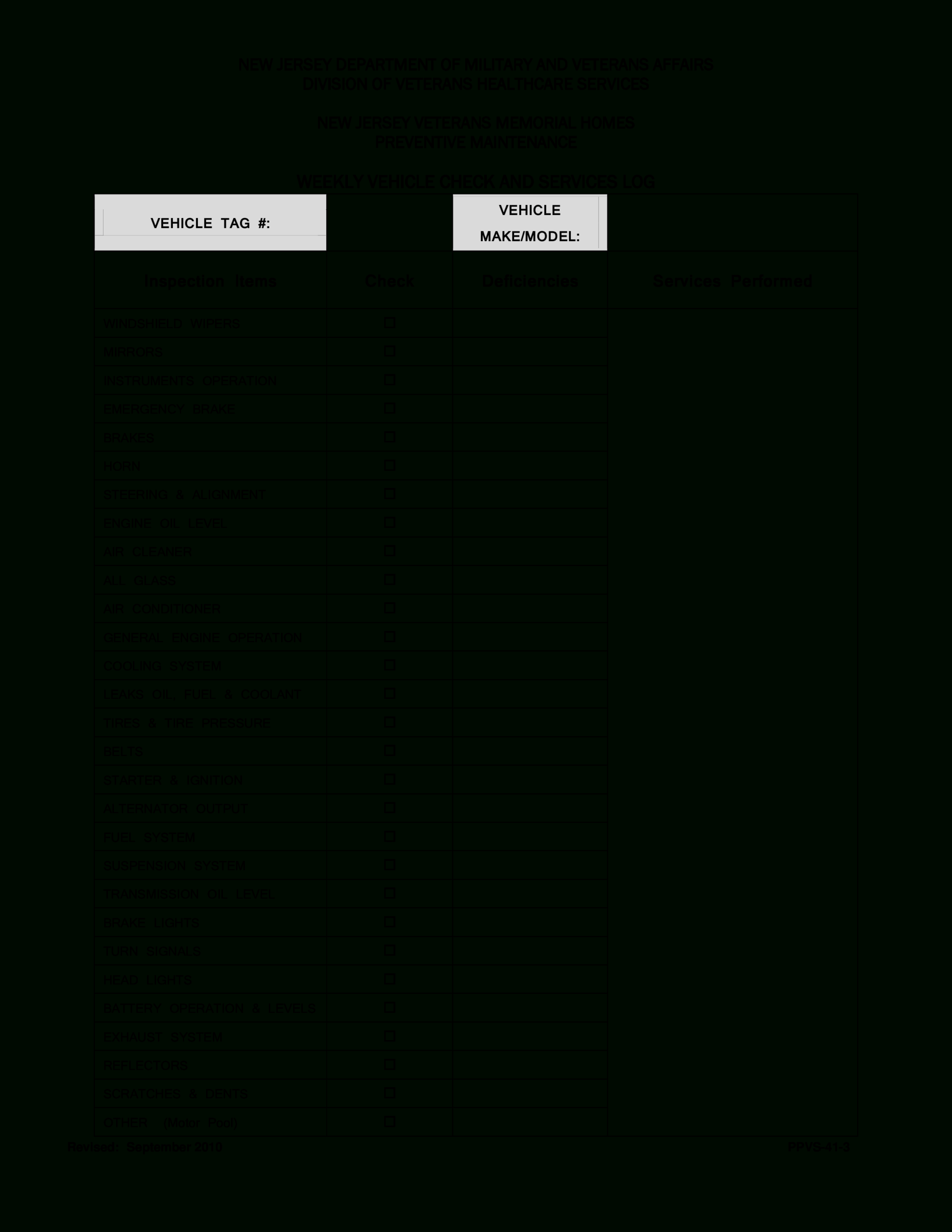 Vehicle Inspection Checklist Template - Calep.midnightpig.co For Vehicle Checklist Template Word