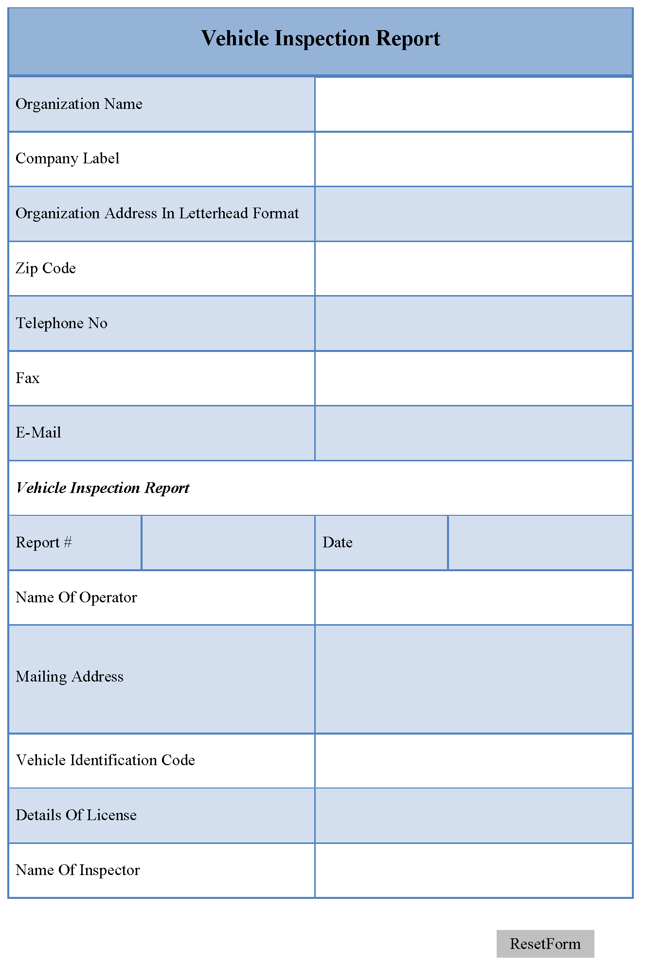 Vehicle Inspection Report Template | Editable Forms In Vehicle Inspection Report Template