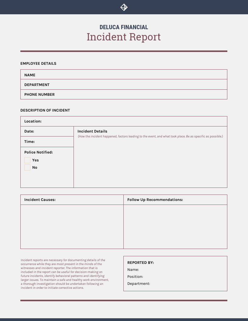 Vintage Incident Report Template For It Incident Report Template