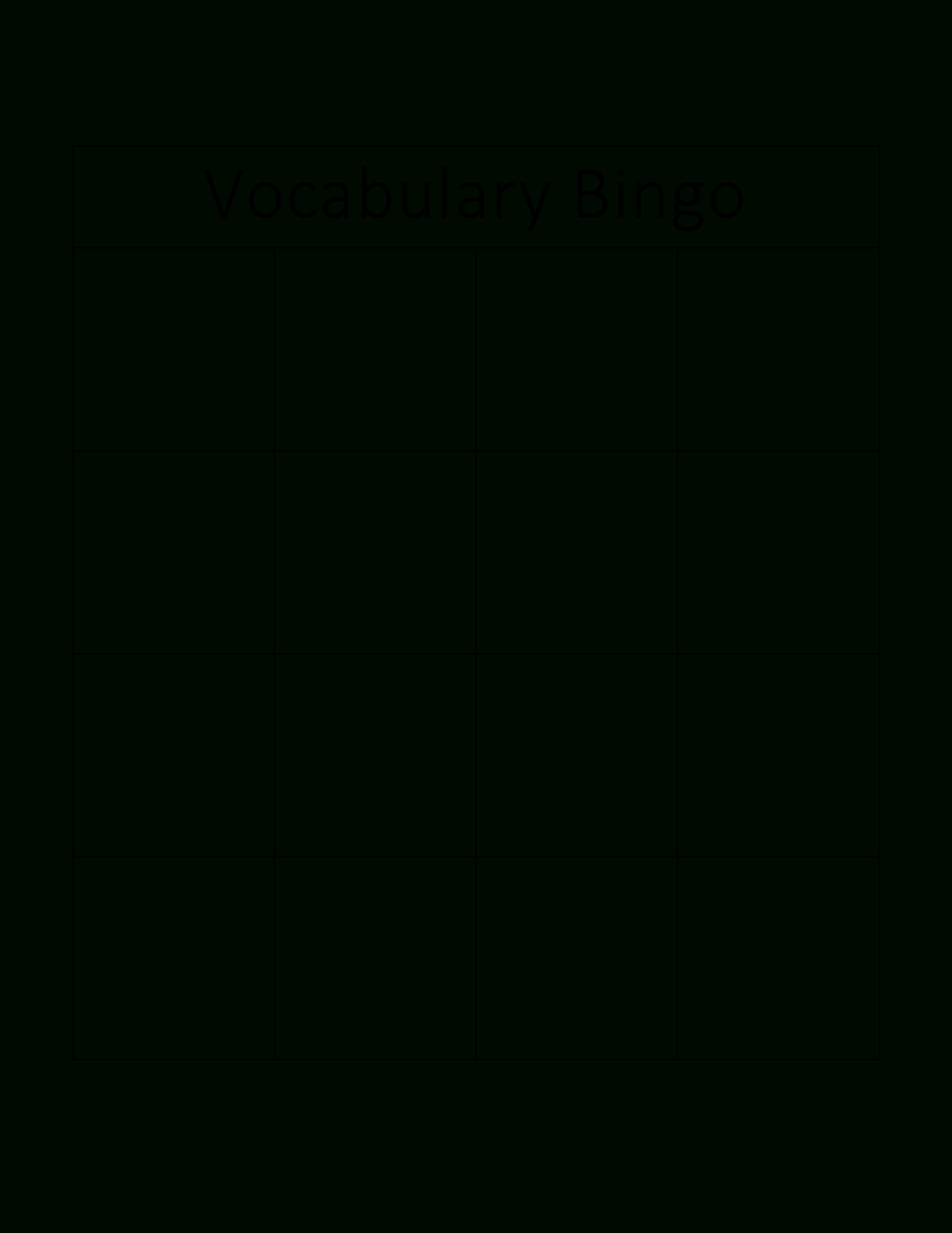 Vocabulary Bingo Card | Templates At Allbusinesstemplates Regarding Playing Card Template Word