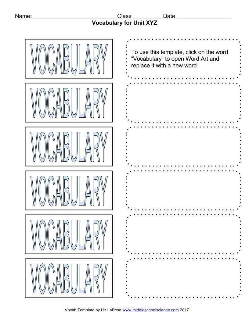 Vocabulary Bundle – Google Draw Template For Cut & Paste With Vocabulary Words Worksheet Template