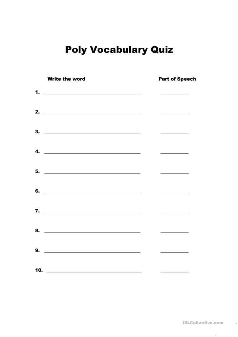Vocabulary Quiz Template – English Esl Worksheets For In Vocabulary Words Worksheet Template