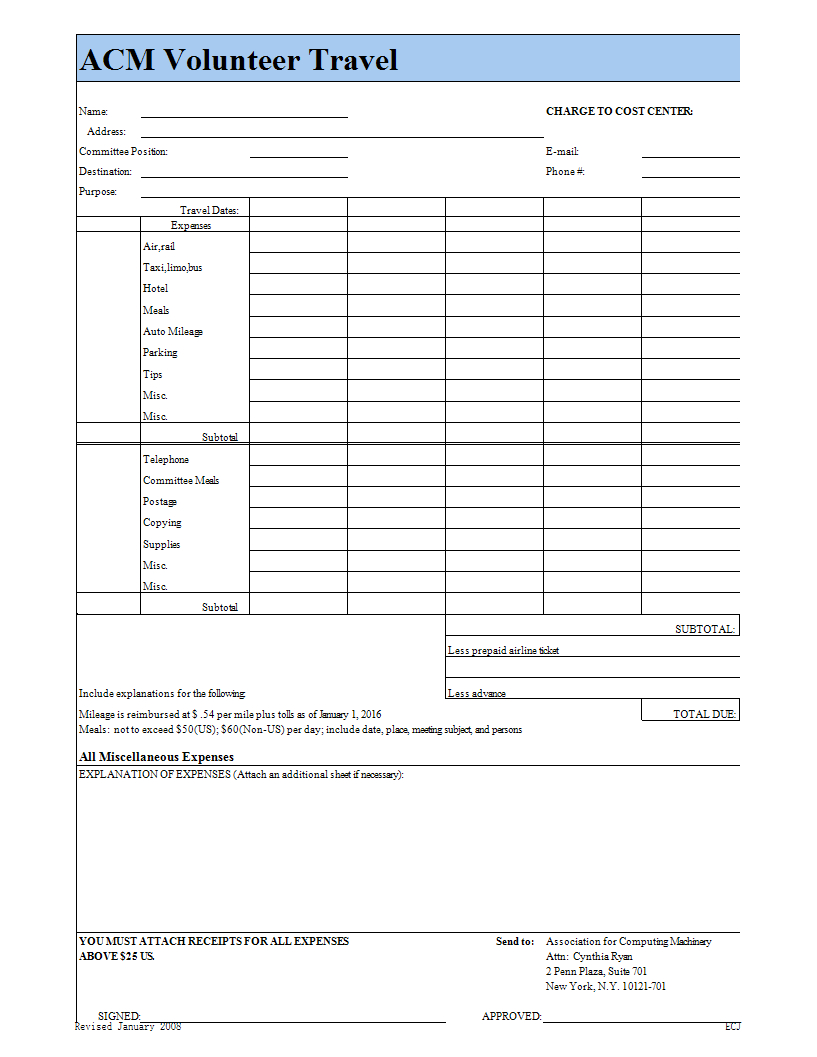 Volunteer Travel And Expense Report Template | Templates At Within Volunteer Report Template