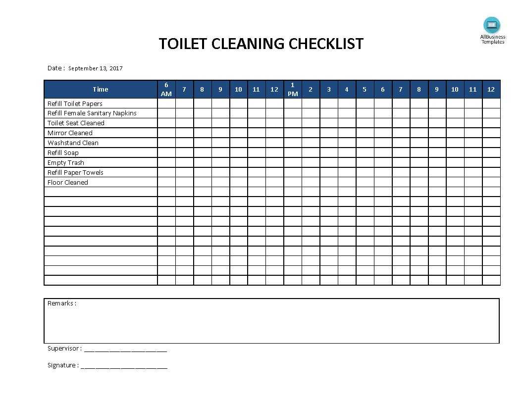 Washroom Checklist Template – Calep.midnightpig.co With Blank Checklist Template Pdf