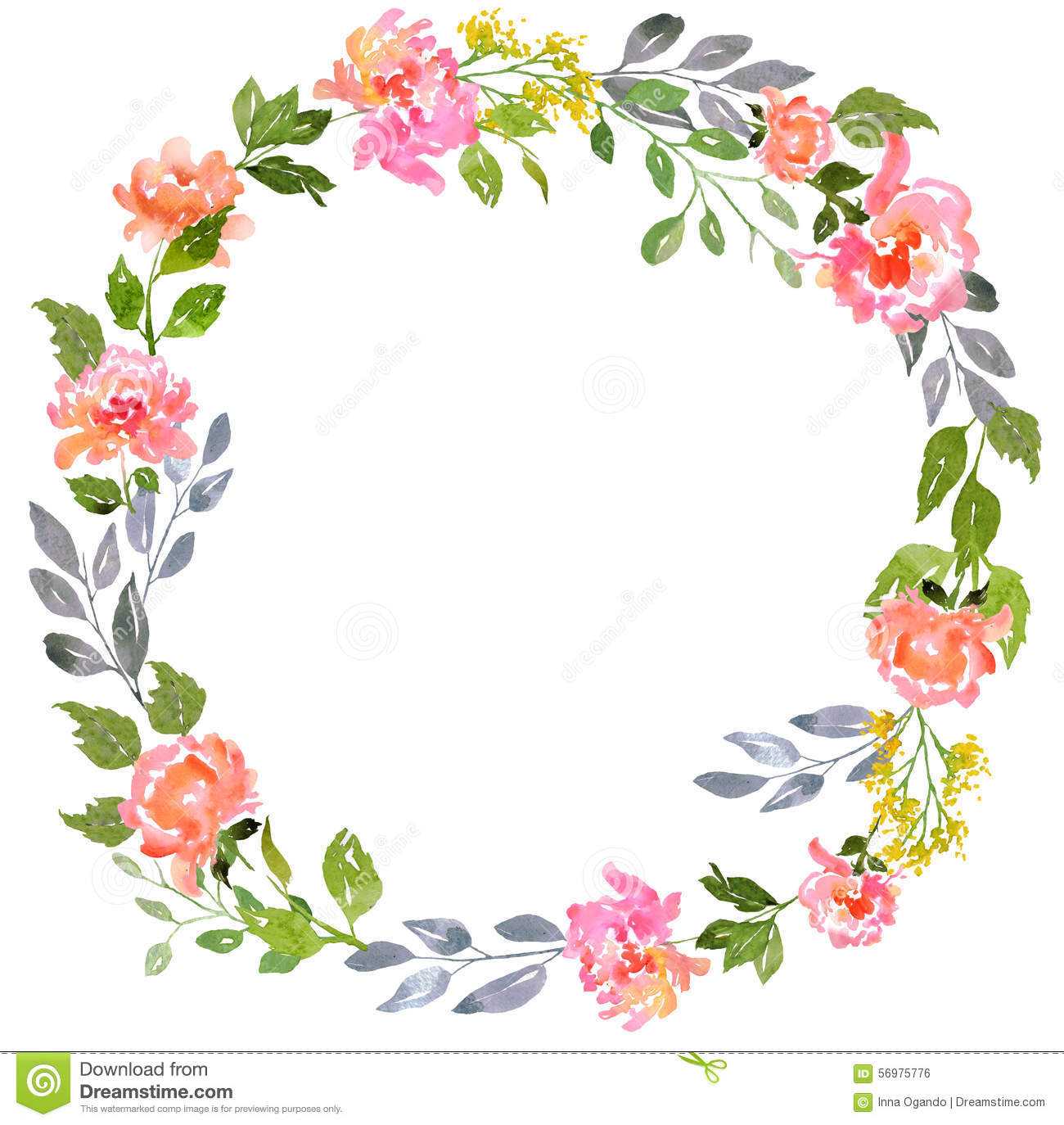 Watercolor Floral Card Template Stock Illustration For Free Blank Greeting Card Templates For Word