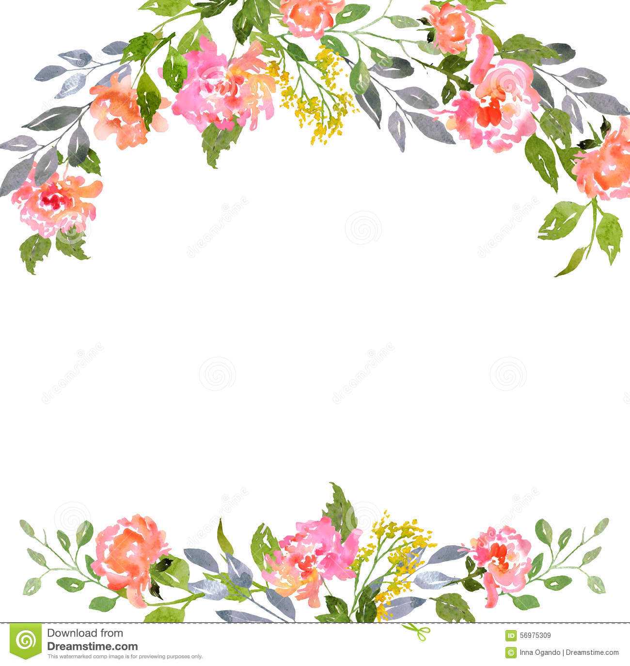 Watercolor Floral Card Template Stock Illustration Throughout Blank Templates For Invitations