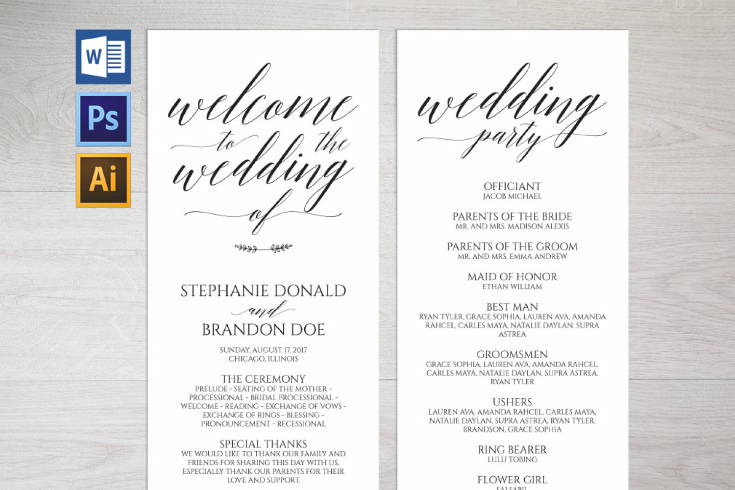 Wedding Program Template With Free Printable Wedding Program Templates Word