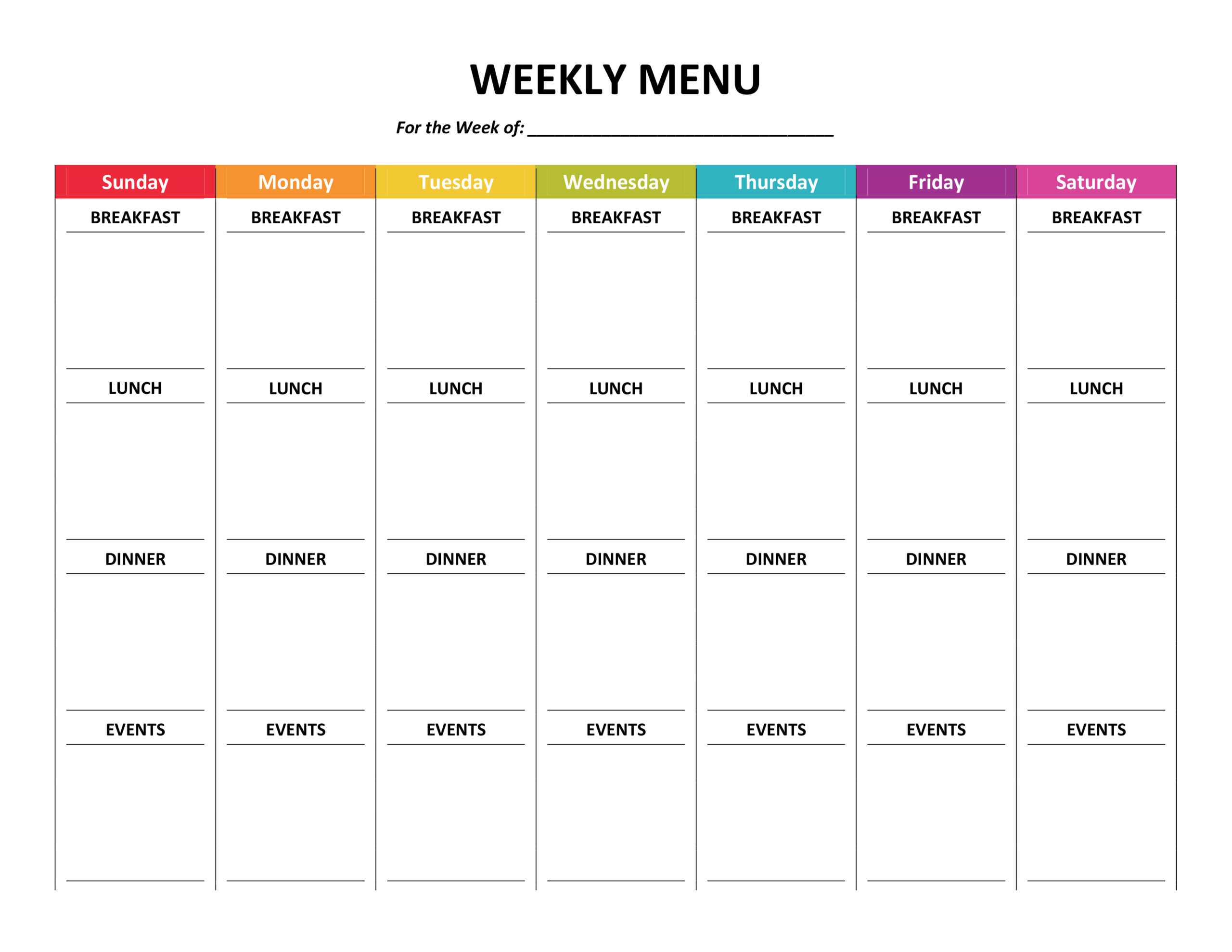 Weekly Meal Plan For The Family – Printable! | Myhappylittlelife Inside Weekly Meal Planner Template Word