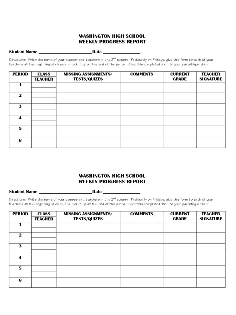 Weekly Progress Report Template – 3 Free Templates In Pdf Intended For High School Progress Report Template