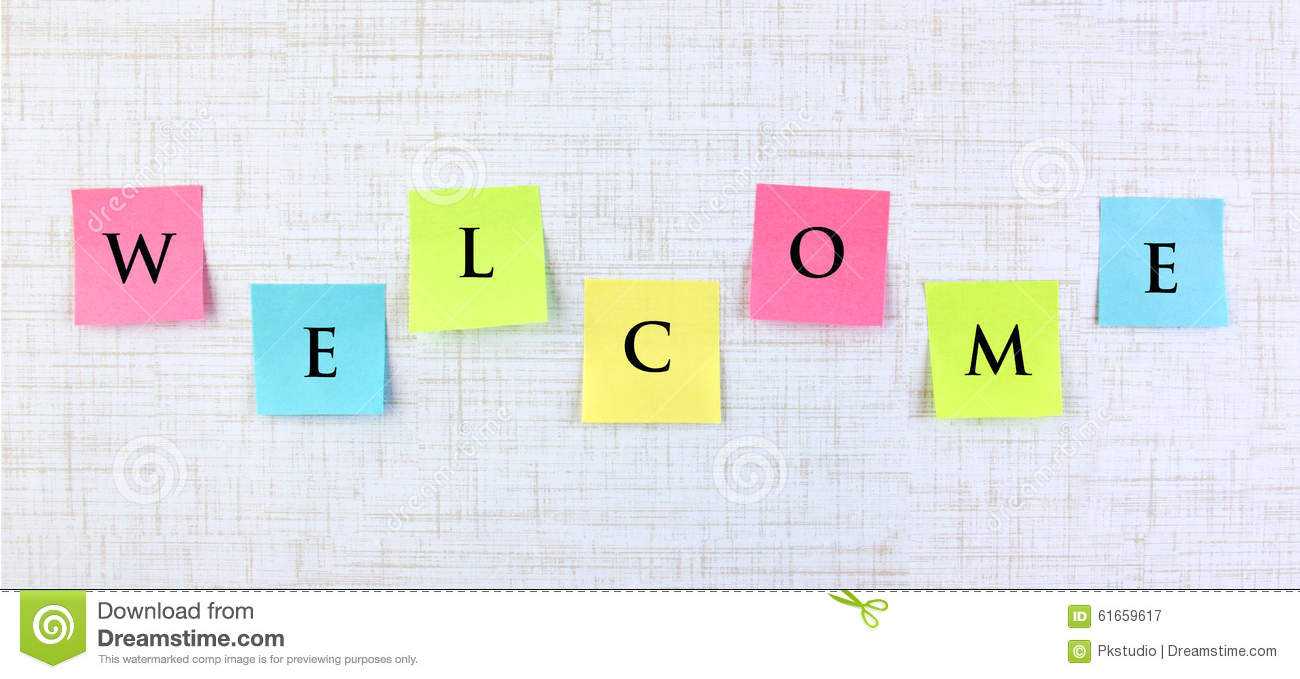 Welcome Banner With Sticky Notes Stock Image – Image Of With Welcome Banner Template