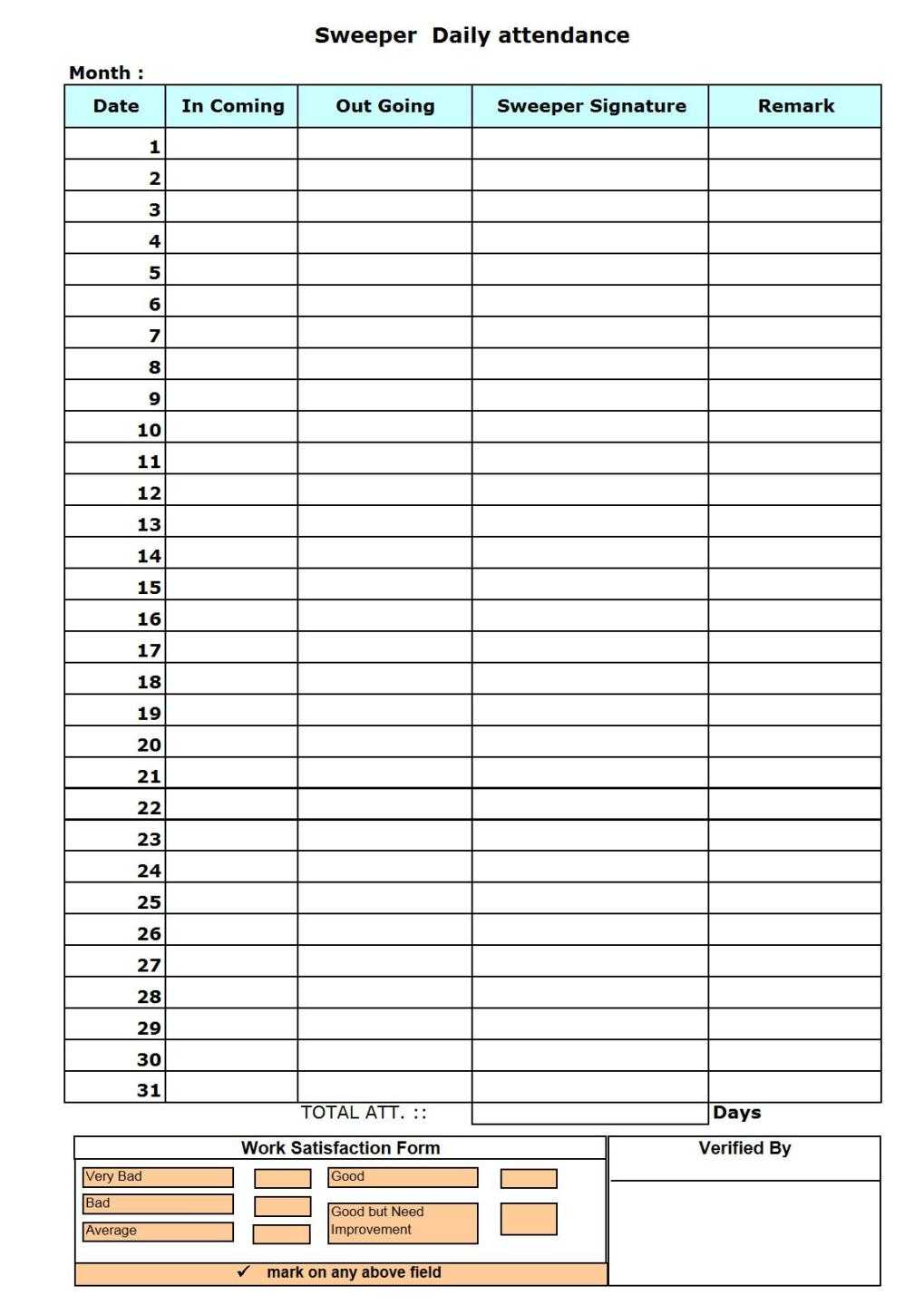 Well Designed Basic Attendance Sheet In Excel For Employee Inside Employee Daily Report Template