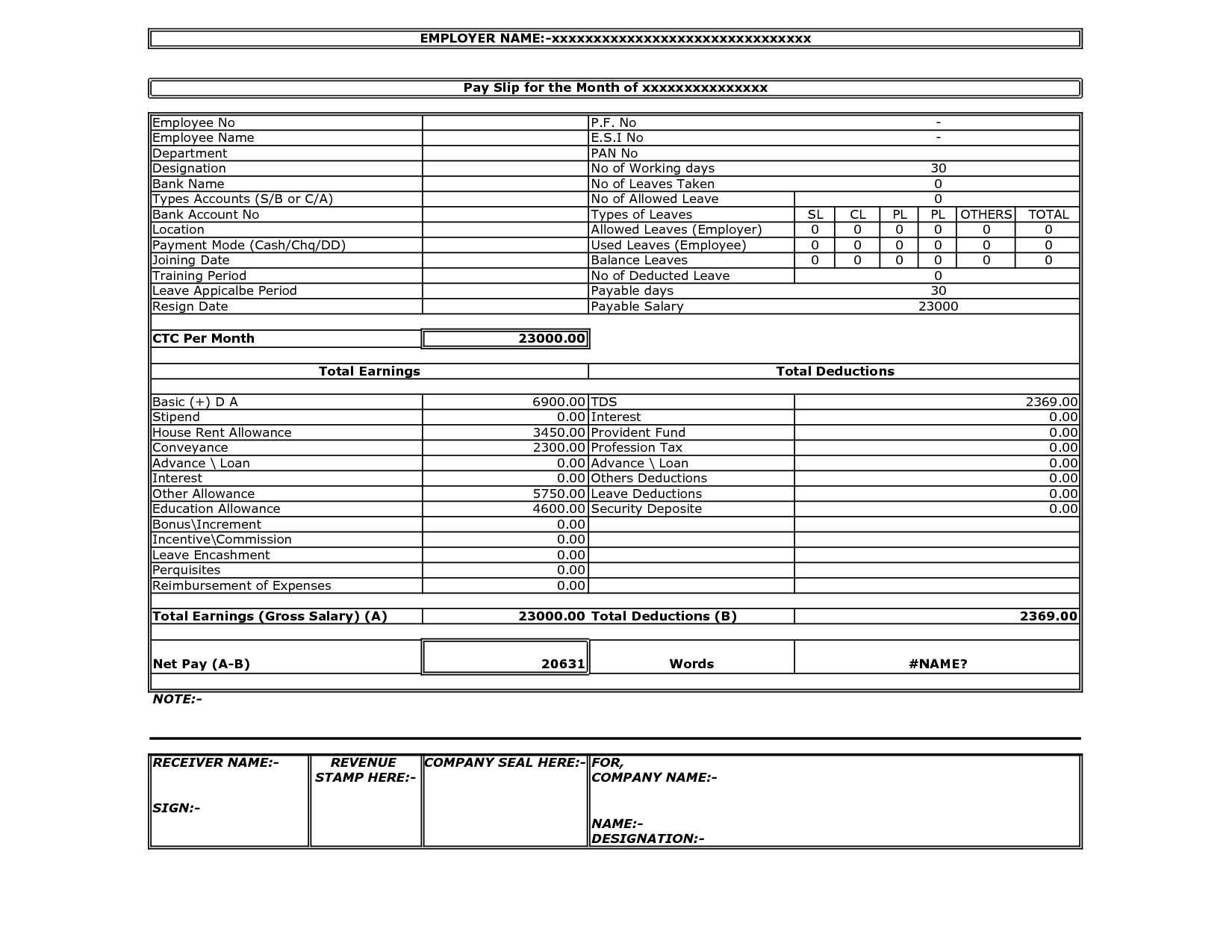 Well Designed Payslip Templates For Your Business Intended For Blank Payslip Template