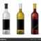 Wine Realistic 3D Bottle With Blank Black Label Template Set Intended For Blank Wine Label Template