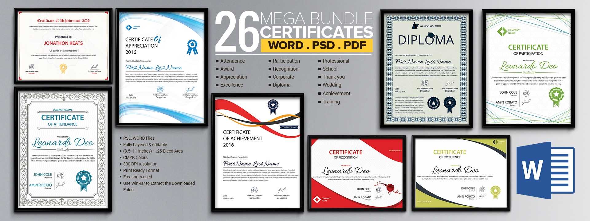 Word Certificate Template – 53+ Free Download Samples In Blank Certificate Templates Free Download