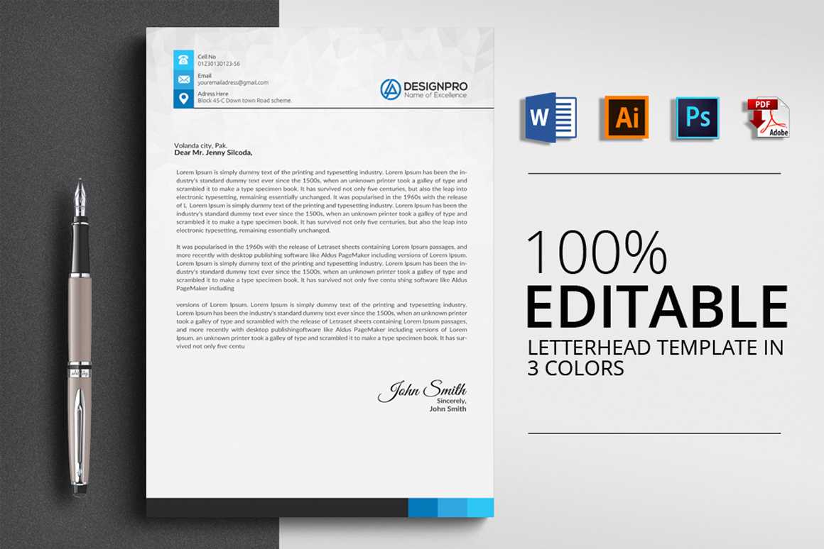 Word Letterhead Template – Vsual For Word Stationery Template Free