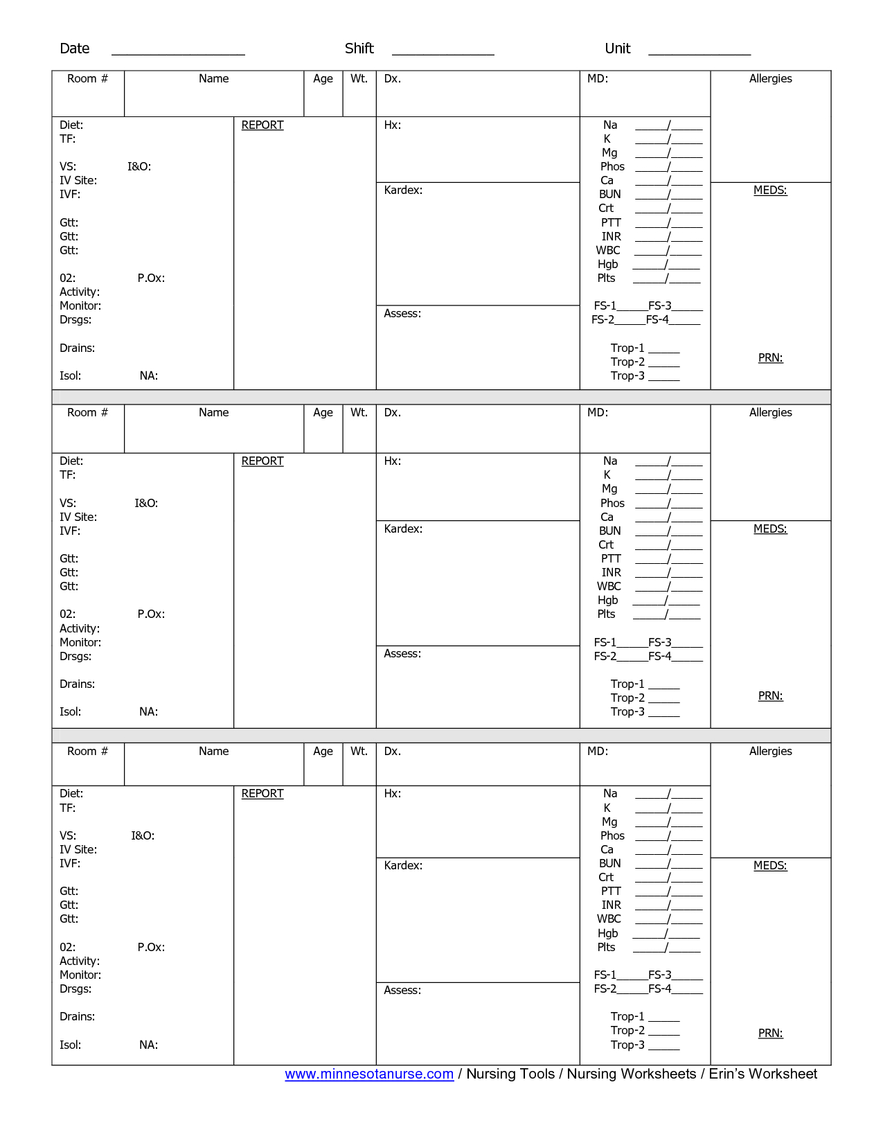 Worksheet For Nursing | Printable Worksheets And Activities Throughout Nurse Report Sheet Templates