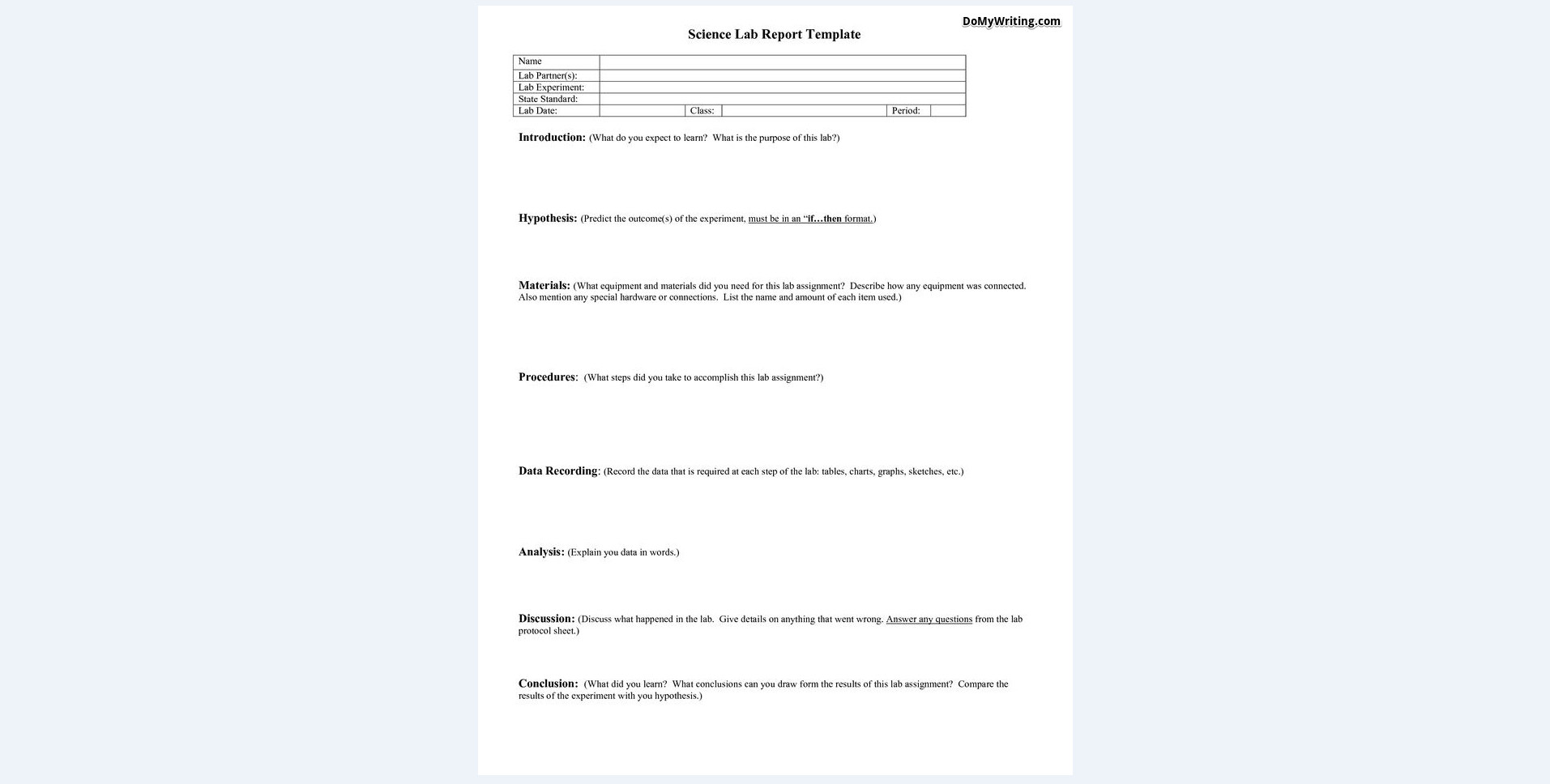 Writing A Lab Report: Everything A Student Should Know To With Lab Report Conclusion Template
