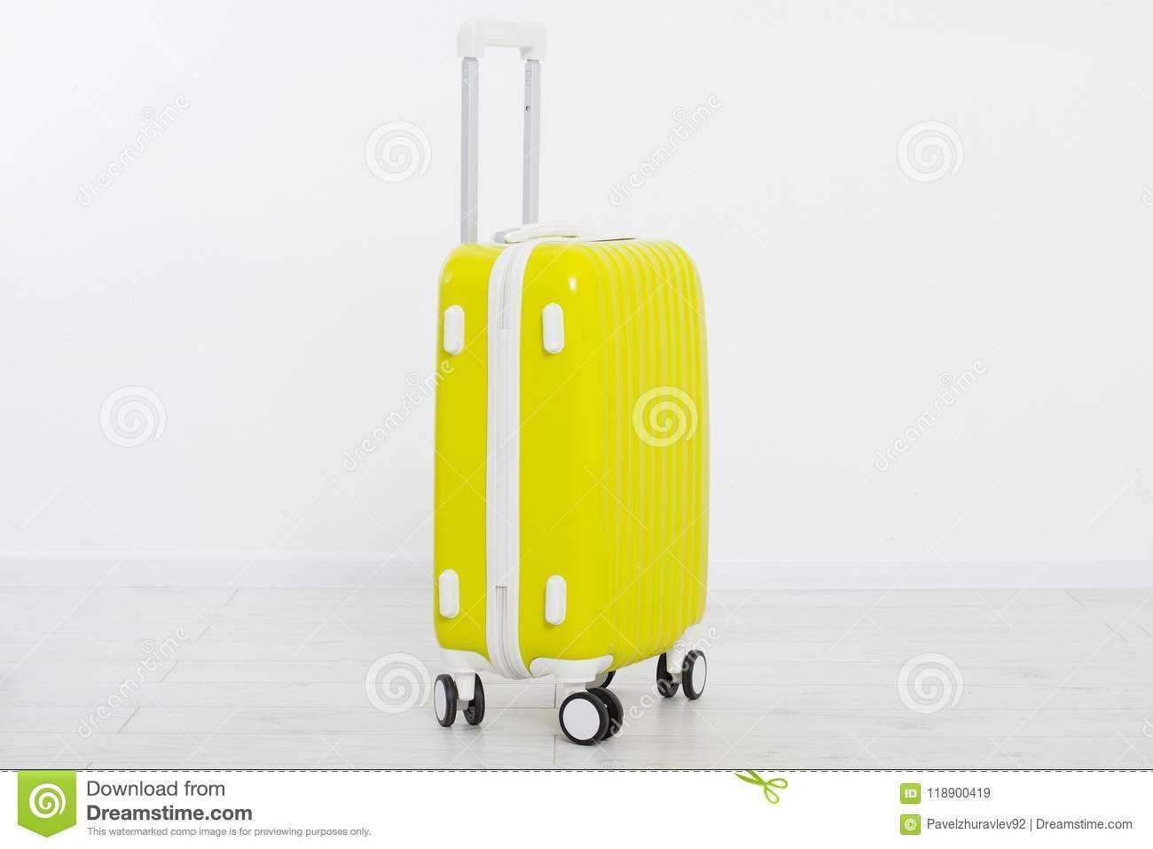 Yellow Suitcase Isolated On White Background .summer Inside Blank Suitcase Template