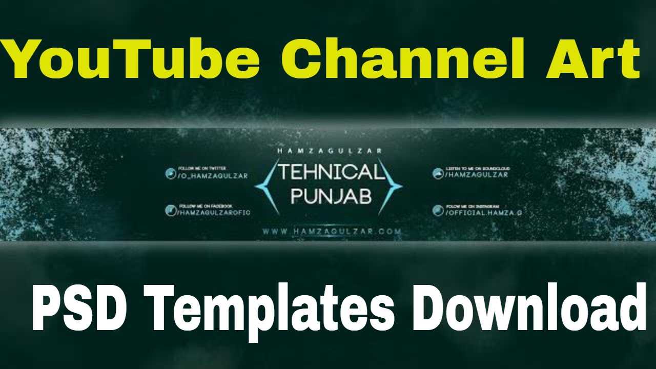 Youtube Channel Art Template Psd Free Download With Youtube Banner Size Template